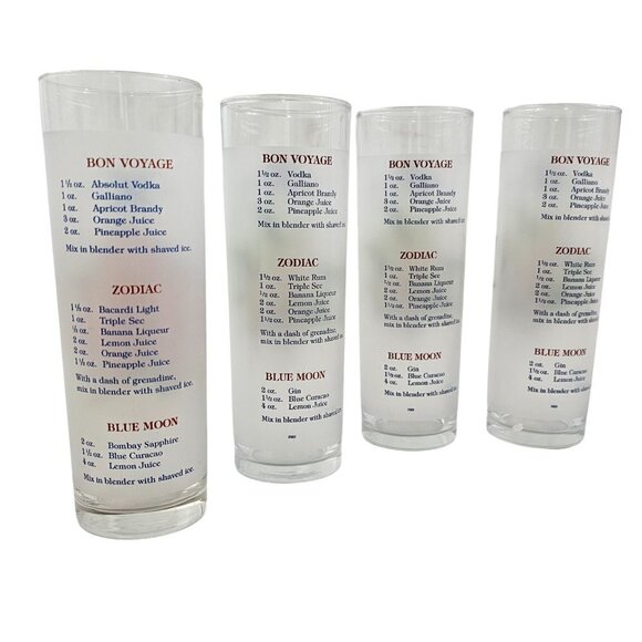 Celebrity Cruises Orchids Frosted High Ball Glasses Drink Recipe – Set of 4 - Picture 2 of 16